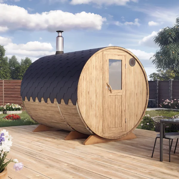 "3m" S3P Barrel sauna for 4 persons with dressing room