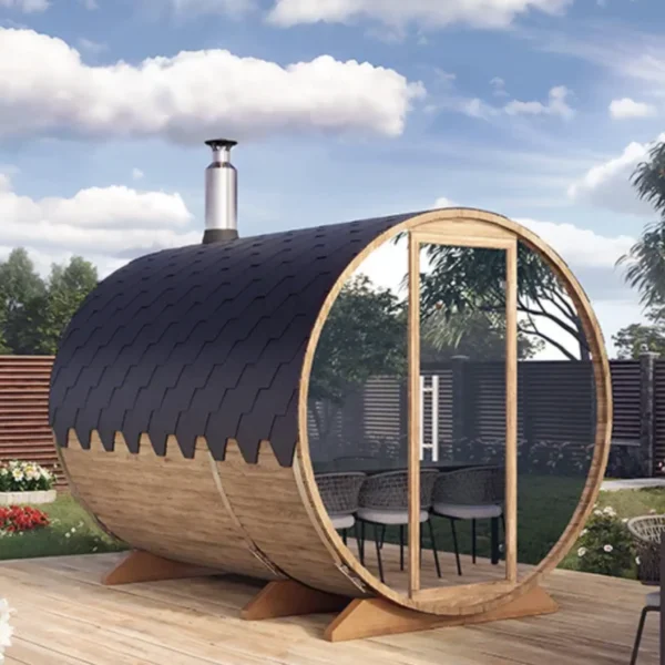 "3m" S3P Barrel sauna for 4 persons with dressing room - Image 3