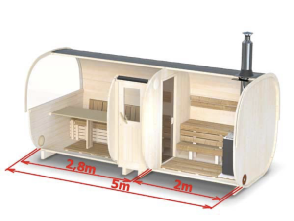 "5m" S5PL Outdoor sauna for 6 persons with seats or bed - Image 2