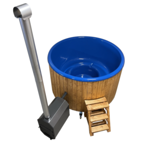 2m hot tub with ergonomic fiberglass interior and external stove