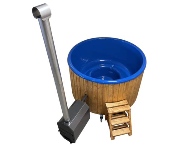 2m hot tub with ergonomic fiberglass interior and external stove