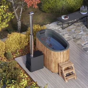 1,85x0,95m oval hot tub with outside stove