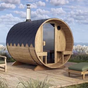 "2.4m" S2V Barrel Sauna for 4 persons with outside seats