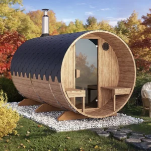 "3.6m" S3V Barrel sauna for 4 persons with outside seats
