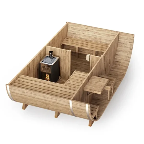 "4m" S424V Oval barrel sauna for 4 persons with terrace - Image 8