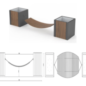 Bench Wave urban hammock with plant pots