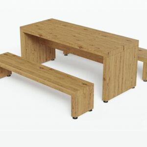 Fire island dining table+2 benches set