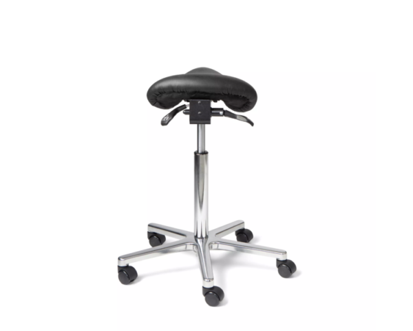 Matilda saddle chair, black leather upholstery - Image 3