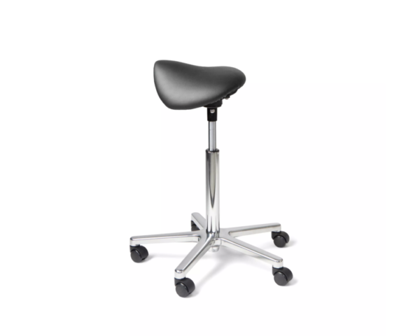 Matilda swing saddle chair, black leather upholstery - Image 2