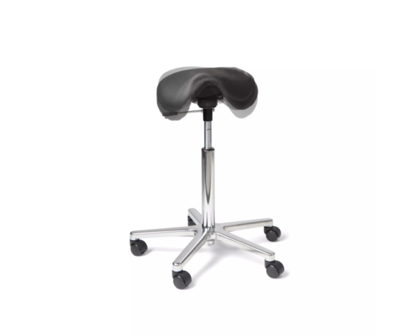 Matilda swing saddle chair, black leather upholstery - Image 3