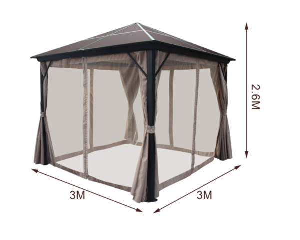 Paviljonki verhoilla Sevilla 3x3m, beige - Image 4