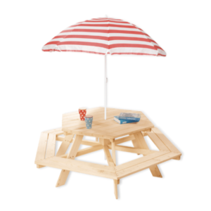 6 corner picnic table, for children (natural)