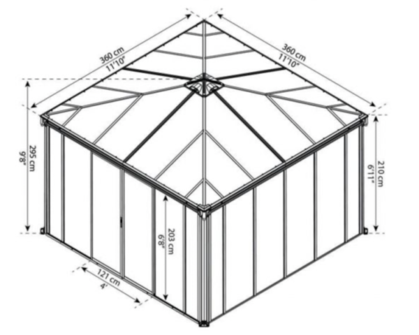 Aiapaviljon Palram Ledro3600,hall 360x360cm - Image 2