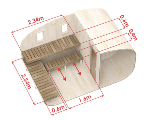 "5m" S54 Big Oval outdoor sauna for 6 persons - Image 7