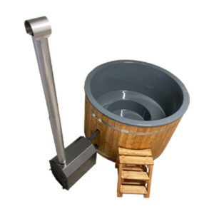 1.75m hot tub with fiberglass liner, external stove