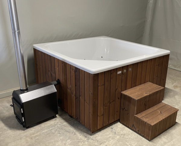 Hot tub with a fiberglass liner, 2.05x2.05 m with an external stove - Image 2