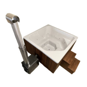 Hot tub with a fiberglass liner, 2.05x2.05 m with an external stove