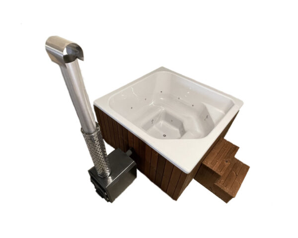 Hot tub with a fiberglass liner, 2.05x2.05 m with an external stove