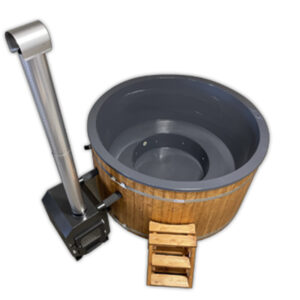 2.2m hot tub with fibrglass liner, external stove