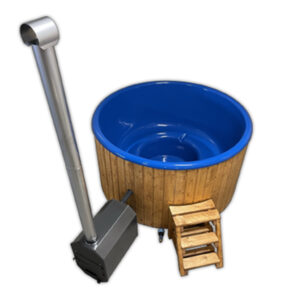 2m hot tub with ergonomic fiberglass liner, external stove
