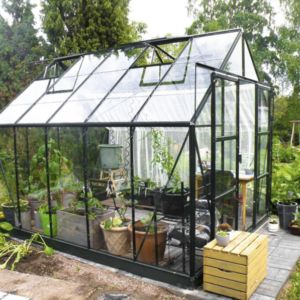 Greenhouse halls magnum 8.3 m² with safety glass, green color