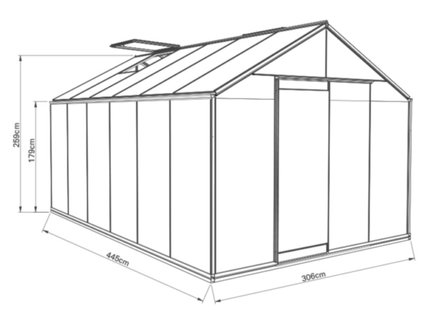 Greenhouse ACD Retro 13.6 m² with safety glass, black frame - Image 3