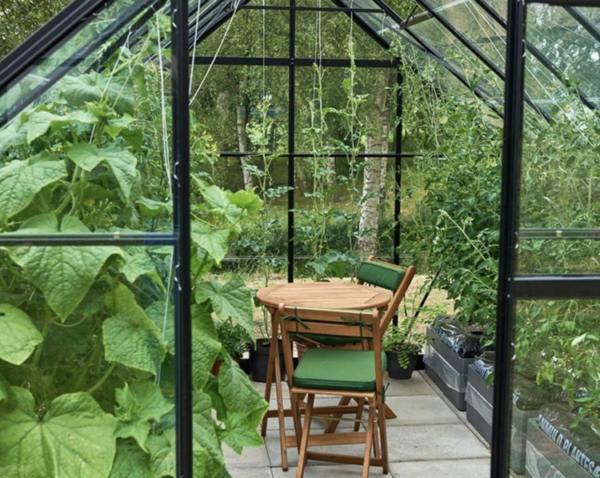 Greenhouse Halls Universal 9.9 m² with a green frame and glass - Image 4