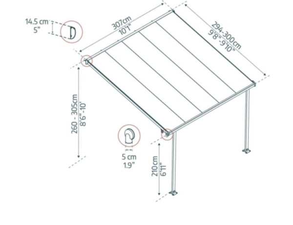 Terrace Canopy Feria 3x3m White/Clear - Image 4
