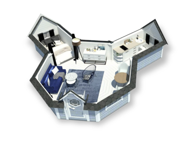 Camping cabin 16.5 m² with two extensions - Image 3