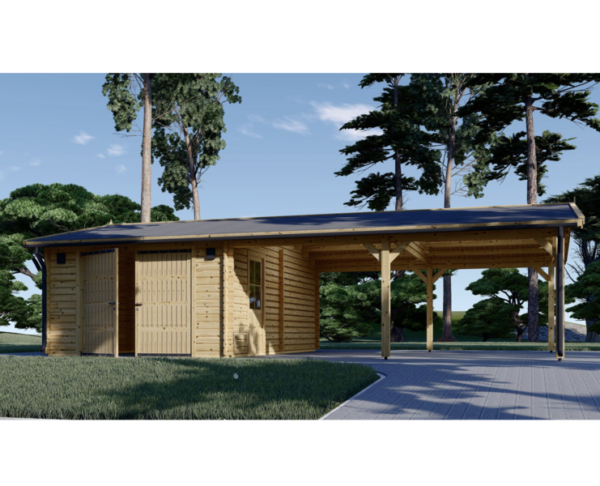 Autotalli + kaksoiskatos (4m x 6m + 5,5m x 6m)