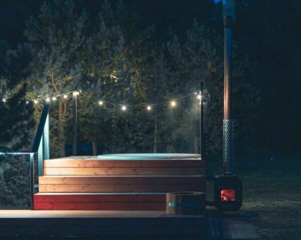 1.65m oval terrace set with fiberglass liner and external stove - Image 3