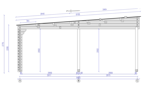 Tivoli – Kaksoiskatos tasakatolla ja varastolla (5,95 m x 7,5 m), 44 mm - Image 6