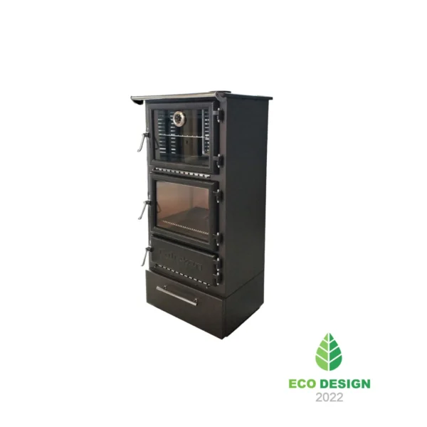 Freestanding Caliskan 306-BOX wood burning cookstove with oven, EcoDesign 2022 certified.