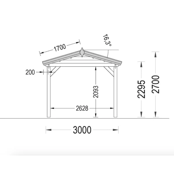 Klassinen puinen autokatos 3m x 6m - Image 3