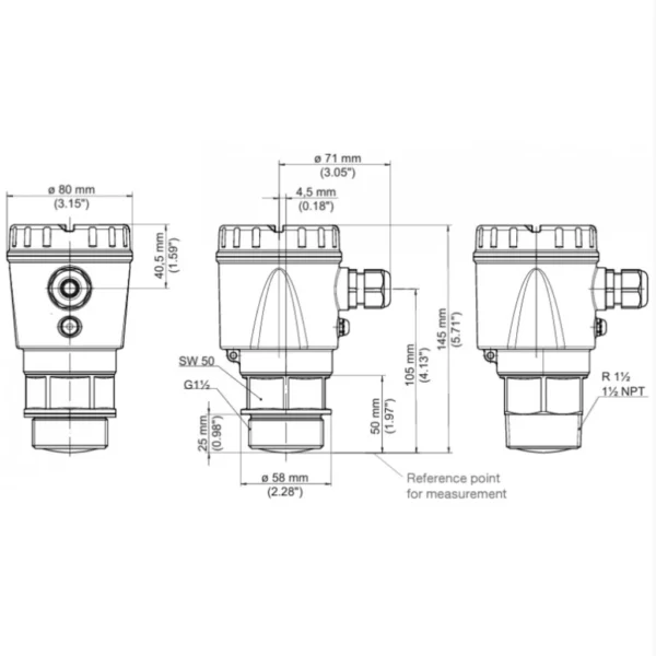 NR 7200 Radarandur, 12-35DC, max 15M, 4-20MA+HART, -40°C...+80°C, -1BAR...+3BAR, G1½”, display, IP66/67 - Image 3
