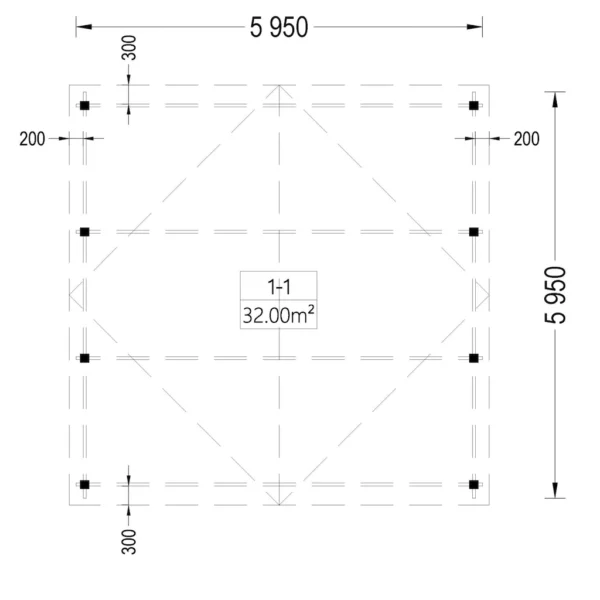 Klassinen kaksinkertainen autokatos 6m x 6m - Image 3