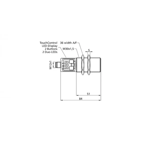MIC+25/DIU/TC ultrasonic sensor, 9-30DC, M30, with display, 30-350MM, PNP + 0-10V/4-20MA, M12 plug, IP67 - Image 2