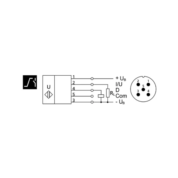 MIC+25/DIU/TC ultrasonic sensor, 9-30DC, M30, with display, 30-350MM, PNP + 0-10V/4-20MA, M12 plug, IP67 - Image 3