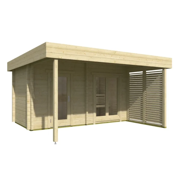 Hiid Sauna – A compact and modern outdoor sauna made from Nordic spruce, featuring ergonomic benches, stylish windows, and weather-resistant construction.