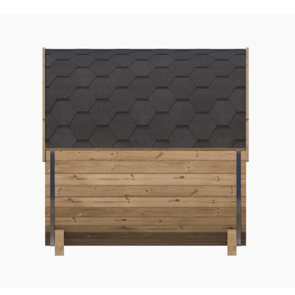 Kompakti Ehala Ergo 150 -tynnyrisauna, valmistettu lämpökäsitellystä puusta. Sopii enintään neljälle henkilölle, ergonominen muotoilu ja säänkestävät materiaalit.