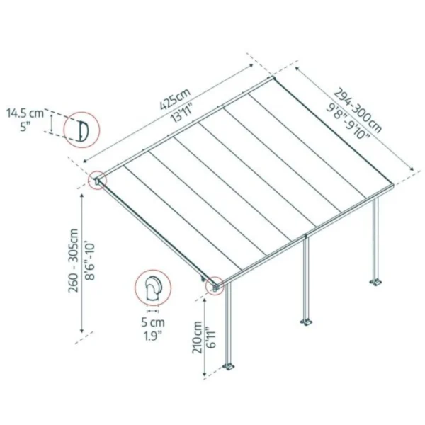Terrace Canopy Feria 3x4,25m Grey/Clear - Image 6