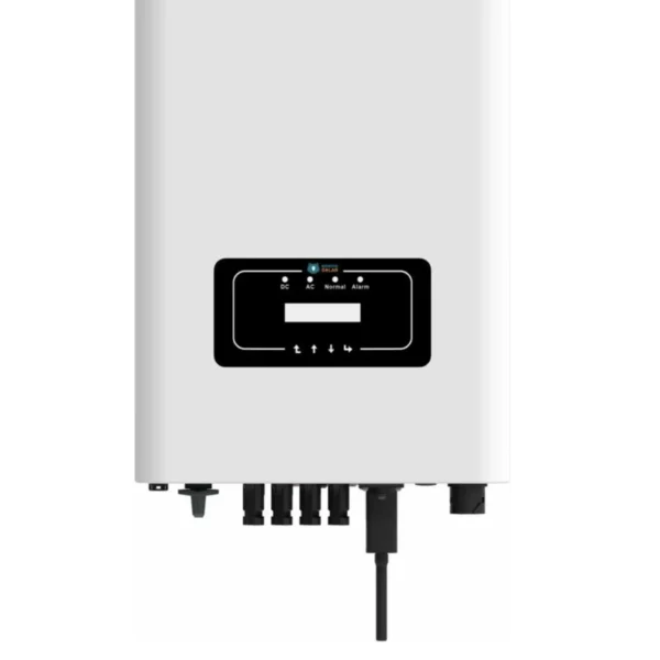 Kontio Solar 4kW 3-faasiline võrguinverter, 380V, 50Hz, valge, LCD-ekraaniga, mitme sisendpordiga ja tõhusa energiakonversiooniga.