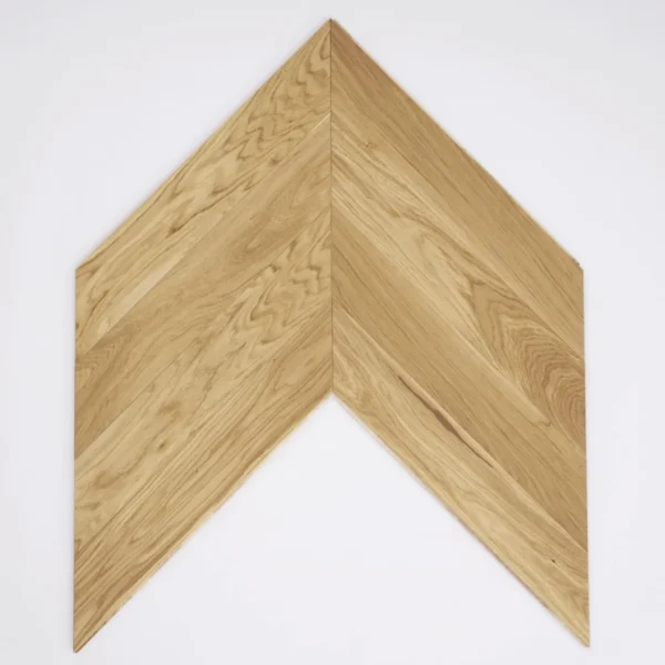 Woodengold tammi ranskalainen kalanruotoparketti chevron 45°/60° T&G natur (120x650 mm) - Image 2