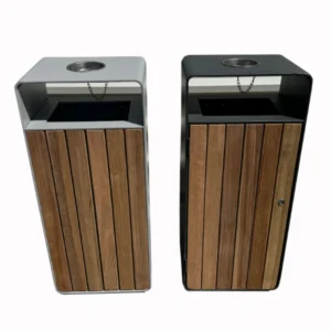 Outdoor dustbin with canopy, galvanised steel bucket and ashtray