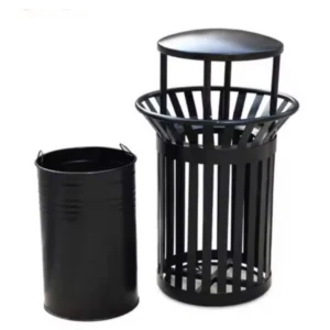 Outdoor dustbin with canopy, galvanised steel bucket and ashtray